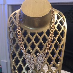 Gold bling butterfly necklace